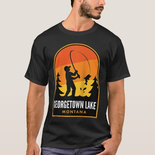 モンタナ州ジョージタウン湖の釣りラグラン Tシャツ (正面)