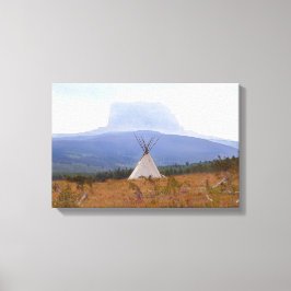 モンタナ州チーフマウンテン、ティピ キャンバスプリント