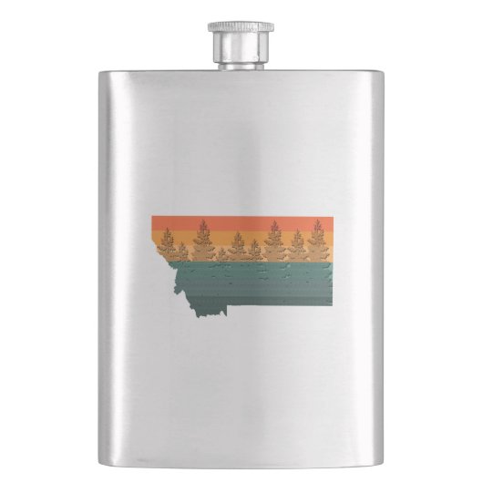 モンタナ州ツリーシルエット フラスク (正面)