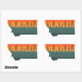 モンタナ州ツリーシルエット 長方形シール (シート)