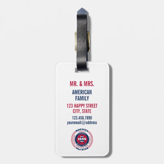 モンタナ州パーソナライズされたギフトラゲージタグ ラゲッジタグ (裏面縦)