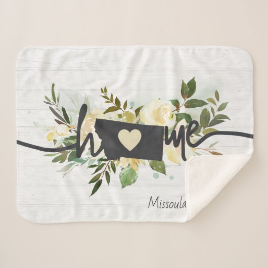 モンタナ州パーソナライズされたユアホームシティ素朴 シェルパブランケット (正面(横))