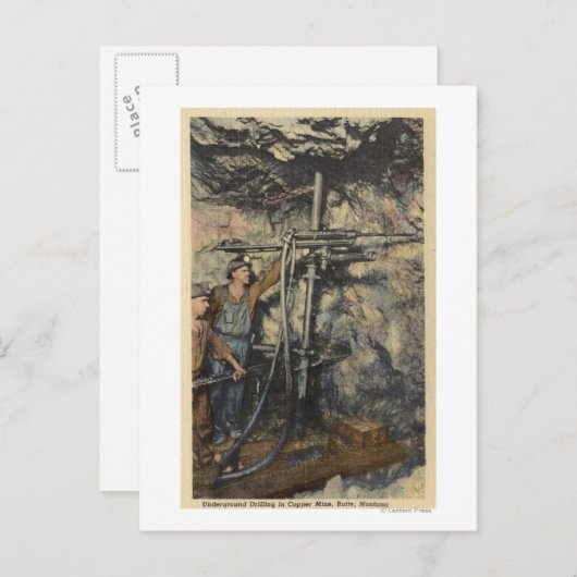 モンタナ州ビュート – 銅の地下掘削 ポストカード (正面/裏面)
