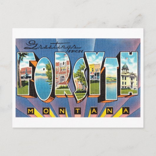 モンタナ州フォーサイスからのヴィンテージの挨拶 ポストカード (正面)