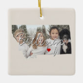 モンタナ州写真のインサートと町の名前 セラミックオーナメント (正面)