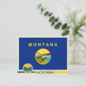 モンタナ州旗と印章 ポストカード (スタンド正面)