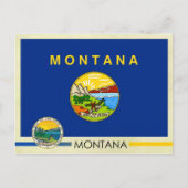 モンタナ州旗と州章 ポストカード (正面)