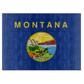 モンタナ州旗を持つガラス板 カッティングボード (正面)