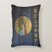 モンタナ州旗オンオールドウッドグレイン アクセントクッション (正面(垂直))