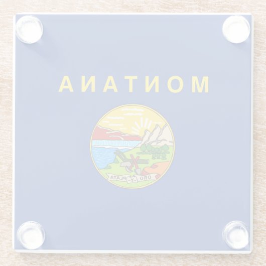 モンタナ州旗デザインデコール ガラスコースター (裏面)