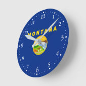 モンタナ州旗 ラウンド壁時計 (傾斜)