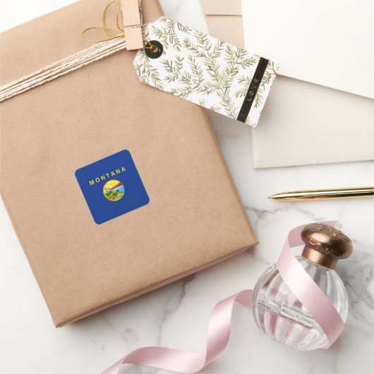 モンタナ州旗USA スクエアシール (ギフト)