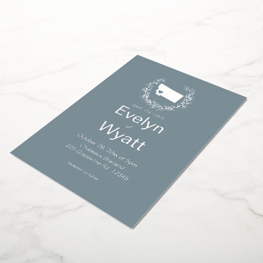 モンタナ州目的地の結婚式 箔招待状 (回転した状態)