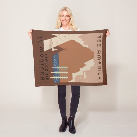 モンタナ州：インディアン部族、山々、草原 フリースブランケット (インサイチュ)