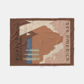 モンタナ州：インディアン部族、山々、草原 フリースブランケット (正面(横))