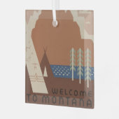 モンタナ州:インディアン部族、山、プレーリー ガラスオーナメント (正面左)