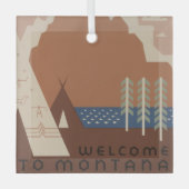 モンタナ州:インディアン部族、山、プレーリー ガラスオーナメント (正面)