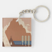 モンタナ州:インディアン部族、山、プレーリー キーホルダー (裏面)