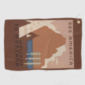 モンタナ州:インディアン部族、山、プレーリー ゴルフタオル (横)