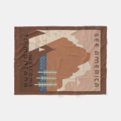 モンタナ州:インディアン部族、山、プレーリー フリースブランケット (正面(横))