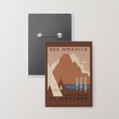 モンタナ州:インディアン部族、山、プレーリー 缶バッジ (正面/裏面)