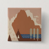 モンタナ州:インディアン部族、山、プレーリー 缶バッジ (正面)