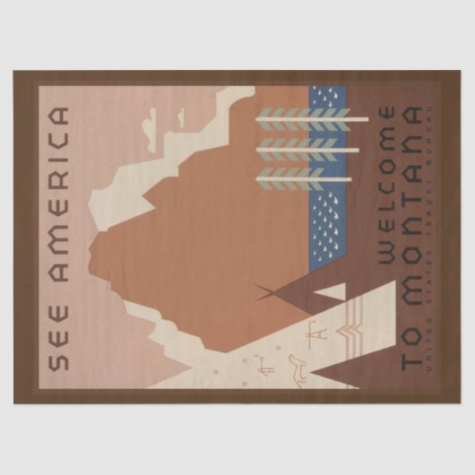 モンタナ州:インディアン部族、山、プレーリー 薄葉紙 (正面)