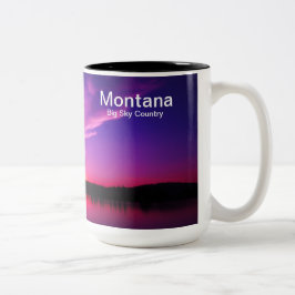 モンタナ州、ビッグスカイカントリー、475ml マグカップ、ピンクの夕焼け ツートーンマグカップ