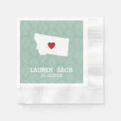 モンタナ州 自宅 都市 マップ - オーダーメイド ウェディング 縁ありカクテルナプキン (正面)