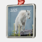 モンタナ氷河の国立公園マウンテンヤギの子 メタルオーナメント (左)