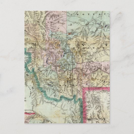 モンタナ準州の地図 ポストカード (正面)