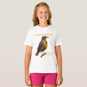 モンタナ準州の鳥 ウェスタンメドウラーク Tシャツ (正面フル)