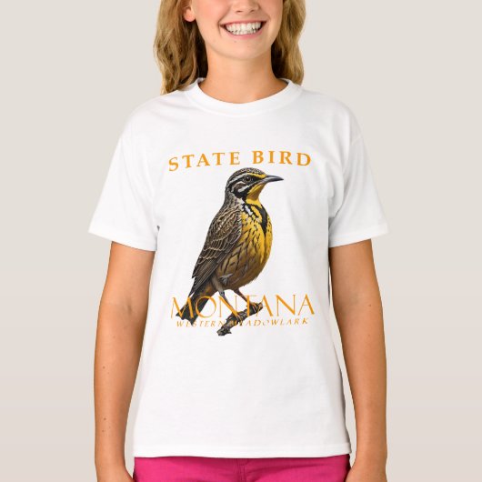 モンタナ準州の鳥 ウェスタンメドウラーク Tシャツ (正面)