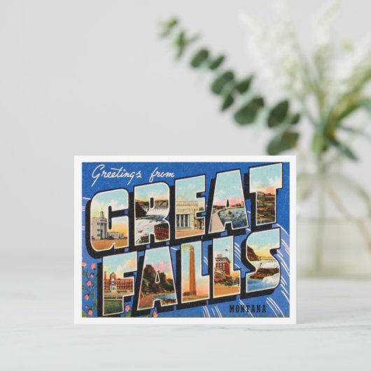 モンタナ素晴らしヴィンテージ旅行秋からの挨拶 ポストカード (スタンド正面)