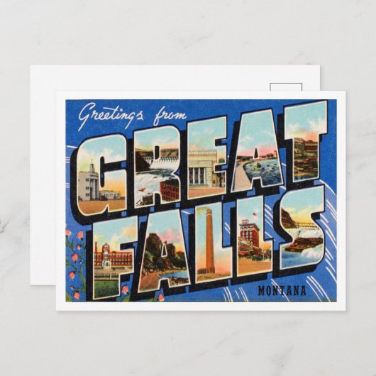 モンタナ素晴らしヴィンテージ旅行秋からの挨拶 ポストカード (正面/裏面)