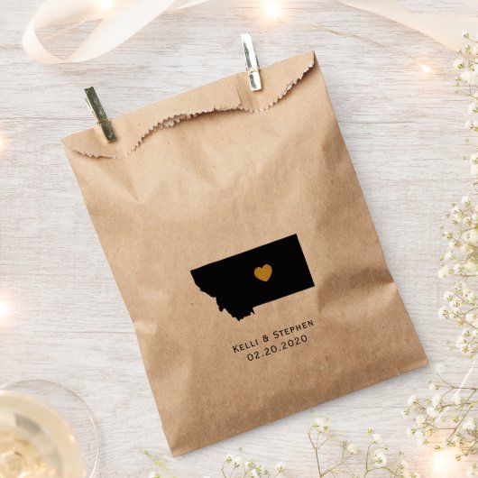モンタナ結婚式の引き出物トリートサックス、抱き枕 フェイバーバッグ (クリップ留めされた状態)