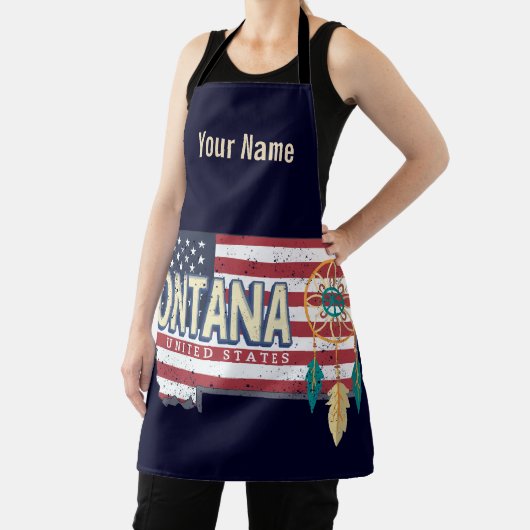モンタナ統一された州レトロ州マップヴィンテージUSA エプロン (インサイチュ)