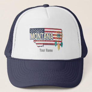 モンタナ統一された州レトロ州マップヴィンテージUSA キャップ