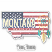 モンタナ統一された州レトロ州マップヴィンテージUSA シール (正面)