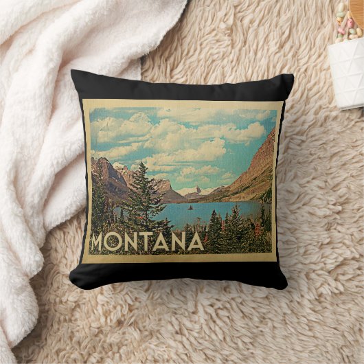 モンタナ装飾用クッショングレイシャーパークヴィンテージトラベル クッション (ブランケット)