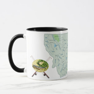 モンタナ魚釣りリバーズマップ マグカップ