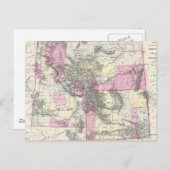 モンタナ、ワイオミングおよびアイダホのヴィンテージの地図（1884年） ポストカード (正面/裏面)