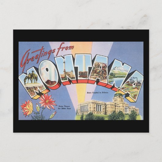 モンタナ_ヴィンテージ旅行ポスターからの挨拶 ポストカード (正面)