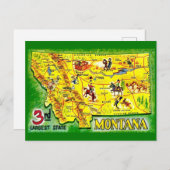 モンタナ ヴィンテージ イラスト マップ ポストカード (正面/裏面)