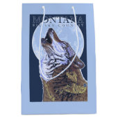 モンタナ -- 空のCountryHowlingの大きいオオカミ ミディアムペーパーバッグ (正面)