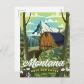 モンタナ「金ゴールドとシルバー」旅行ポスター シーズンポストカード (正面/裏面)