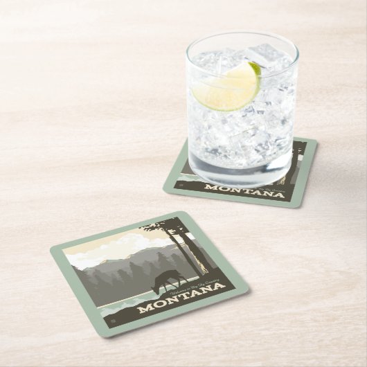 モンタナ | Big Sky Countryへようこそ スクエアペーパーコースター (インサイチュ)