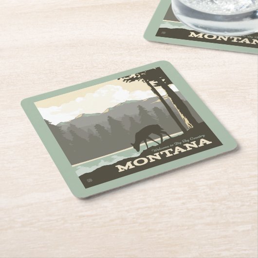モンタナ | Big Sky Countryへようこそ スクエアペーパーコースター (アングル)