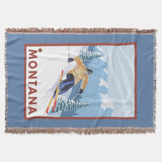 モンタナ- Downhhillの雪のスキーヤー スローブランケット (正面)