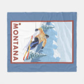 モンタナ- Downhhillの雪のスキーヤー フリースブランケット (正面(横))